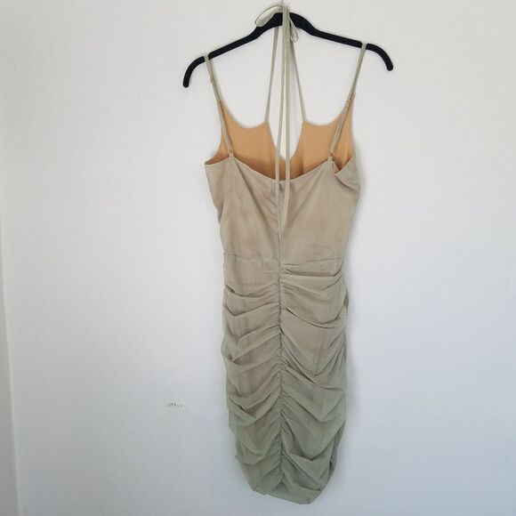 NWOT Miss Circle Flora Sage Green Mesh Stretchy Ruched Bodycon Halter Dress XL - Picture 7 of 13